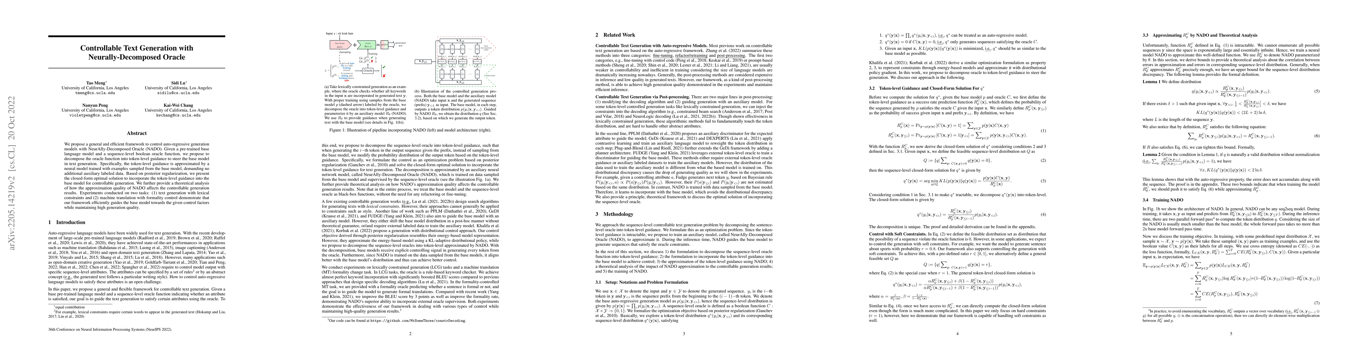 Thumbnail for Controllable Text Generation with Neurally-Decomposed Oracle