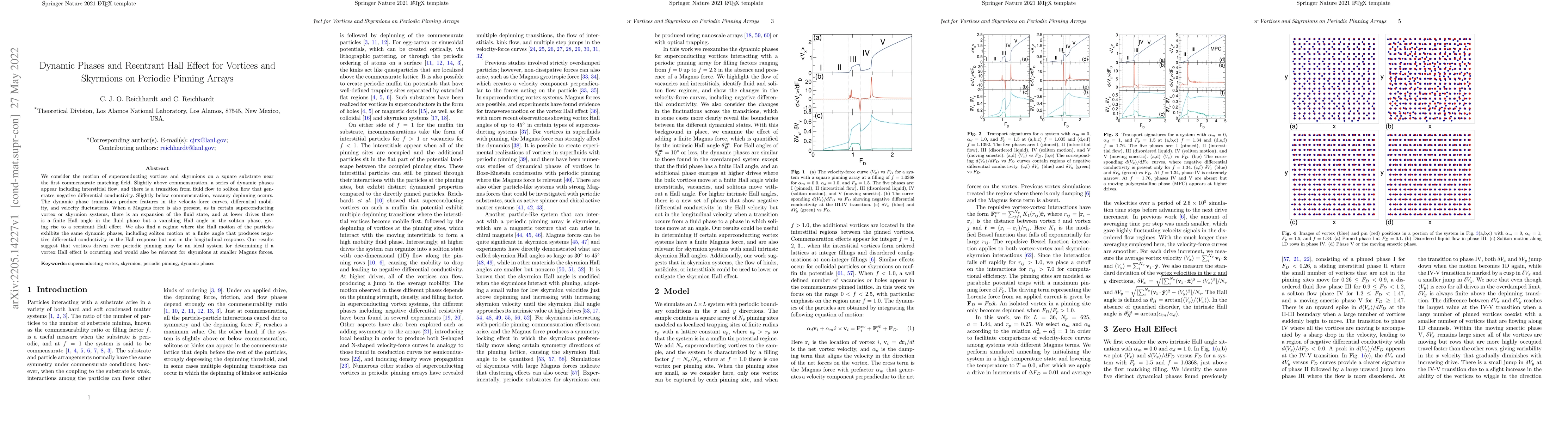Thumbnail for Dynamic Phases and Reentrant Hall Effect for Vortices and Skyrmions on
  Periodic Pinning Arrays