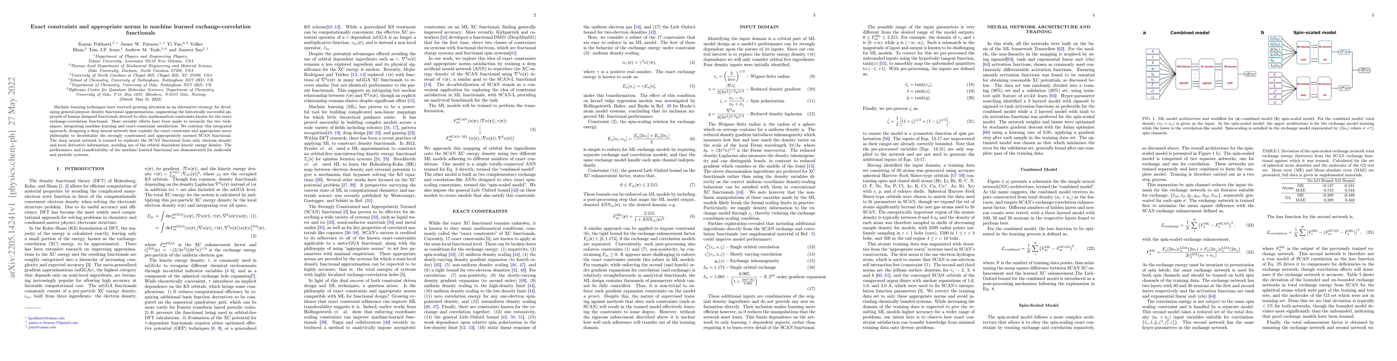 Thumbnail for Exact constraints and appropriate norms in machine learned
  exchange-correlation functionals