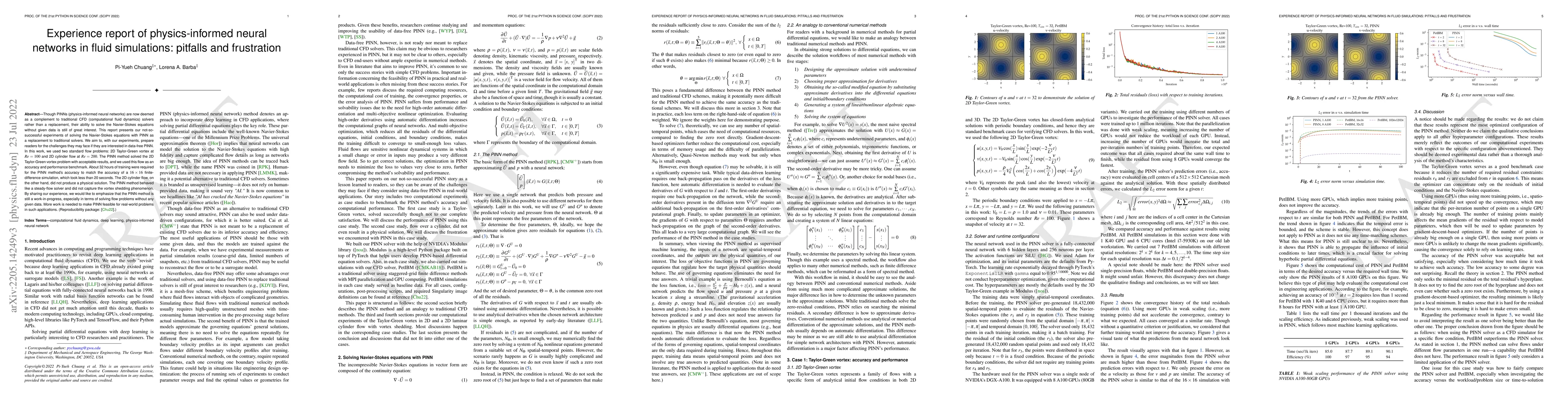 Thumbnail for Experience report of physics-informed neural networks in fluid
  simulations: pitfalls and frustration