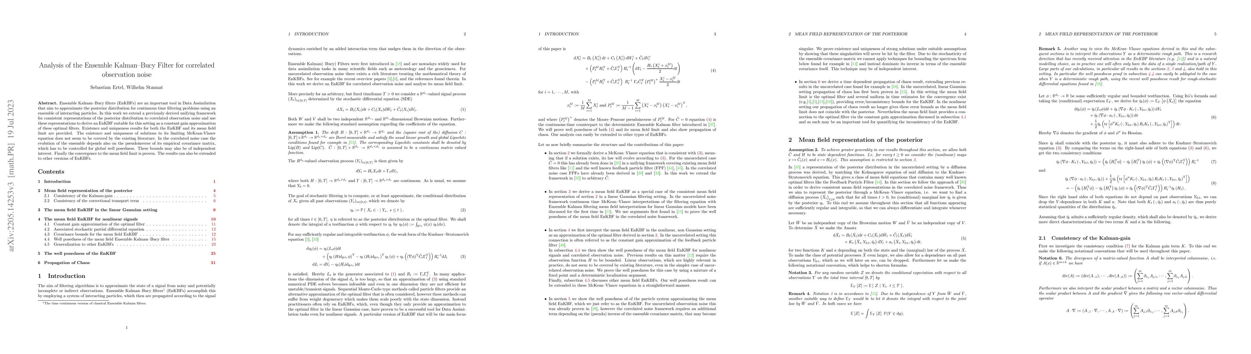 Thumbnail for Analysis of the Ensemble Kalman--Bucy Filter for correlated observation
  noise