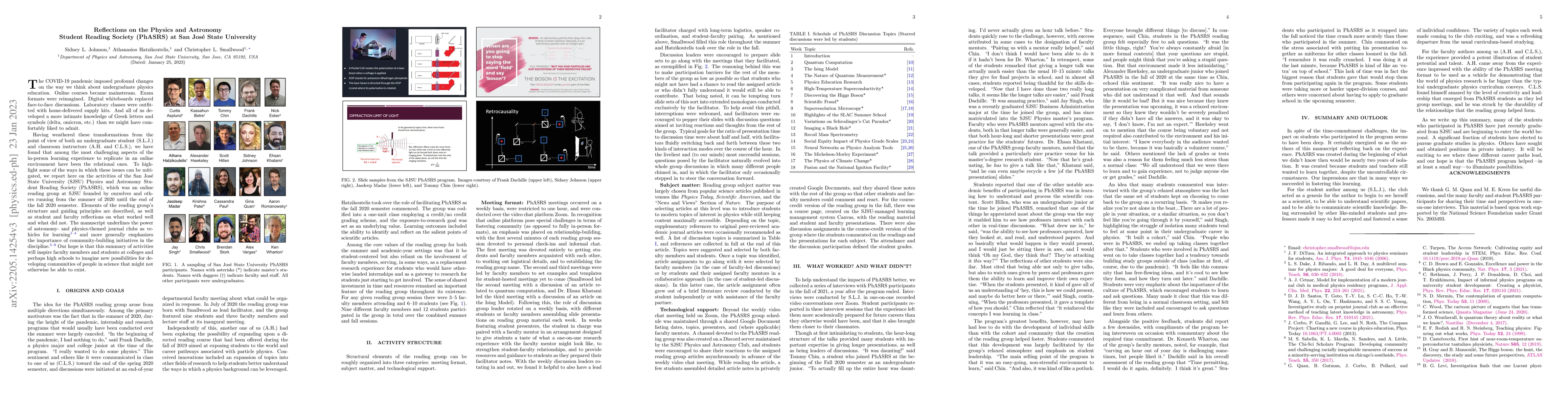 Thumbnail for Reflections on the Physics and Astronomy Student Reading Society
  (PhASRS) at San Jose State University