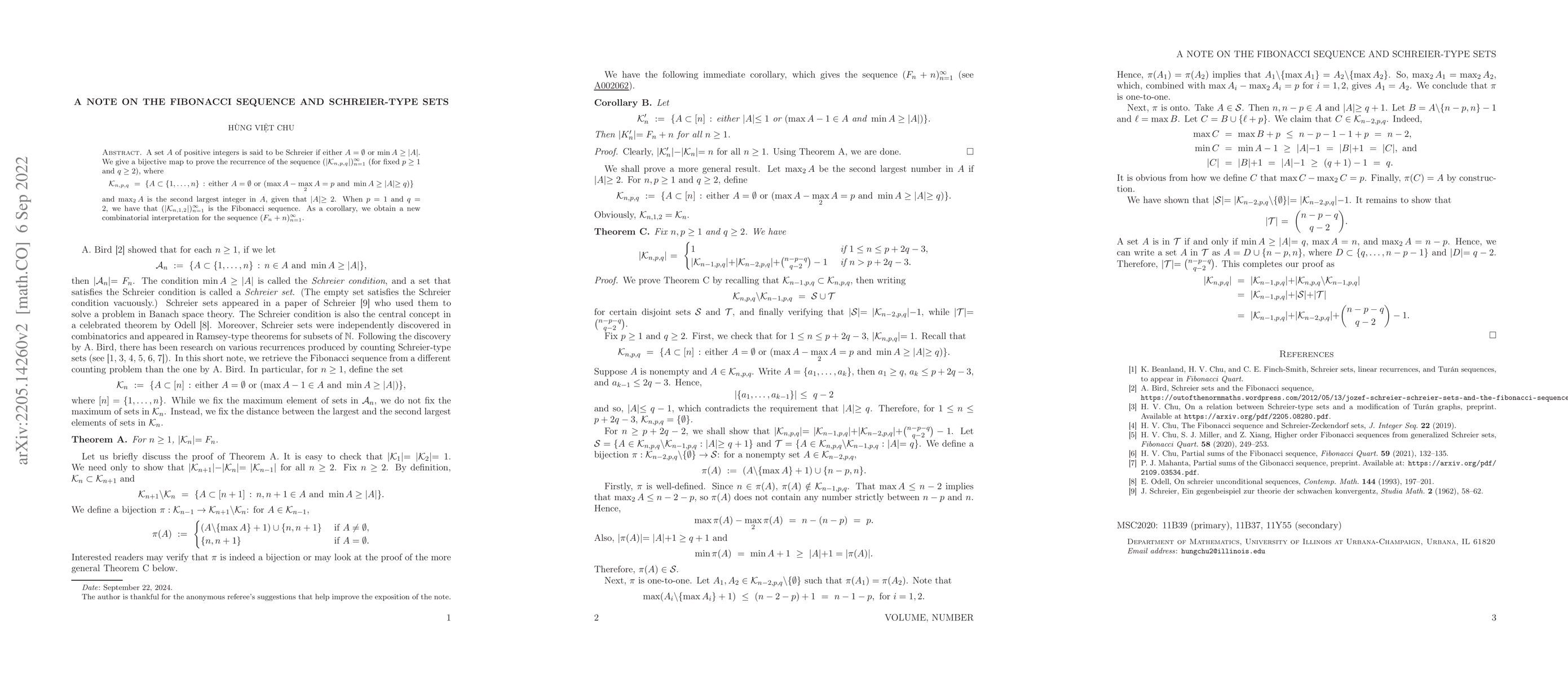 Thumbnail for A Note on the Fibonacci Sequence and Schreier-type Sets