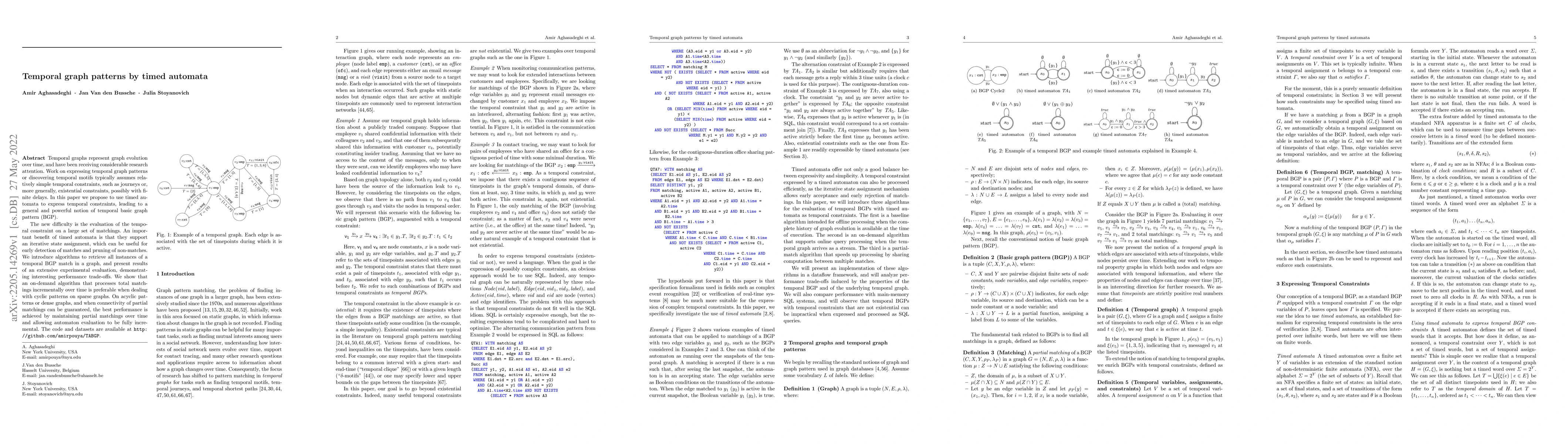 Thumbnail for Temporal graph patterns by timed automata