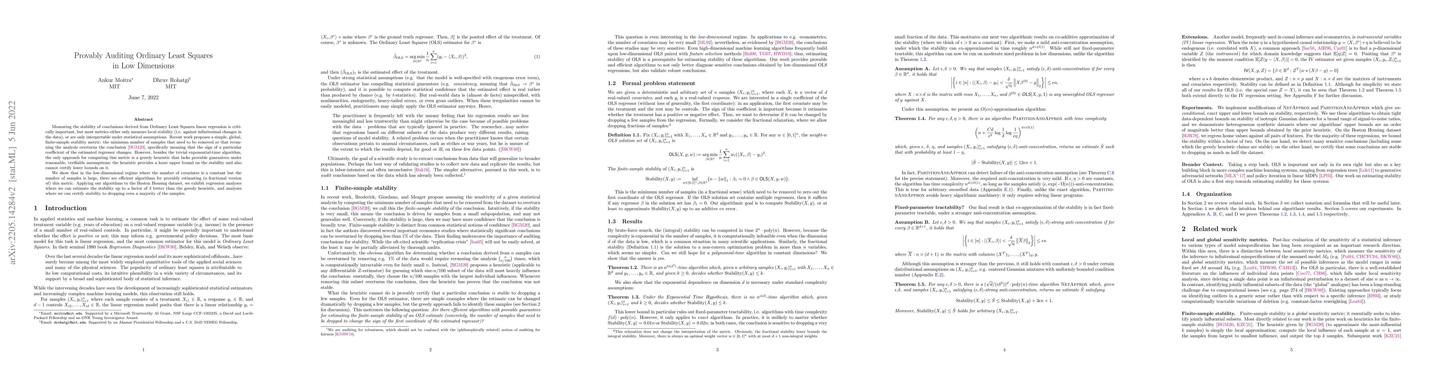 Thumbnail for Provably Auditing Ordinary Least Squares in Low Dimensions