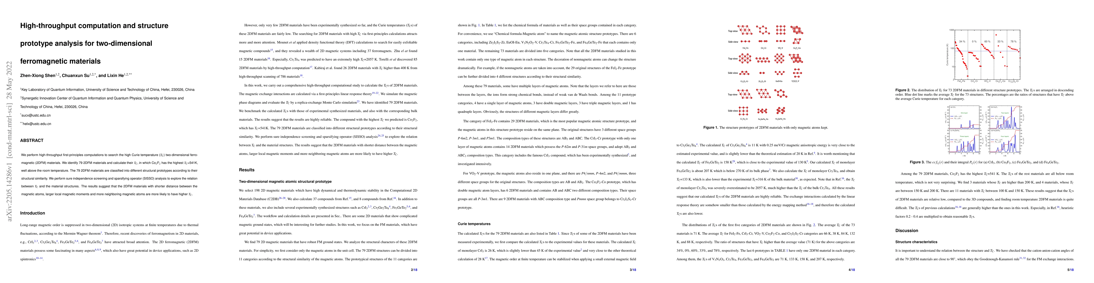 Thumbnail for High-throughput computation and structure prototype analysis for
  two-dimensional ferromagnetic materials