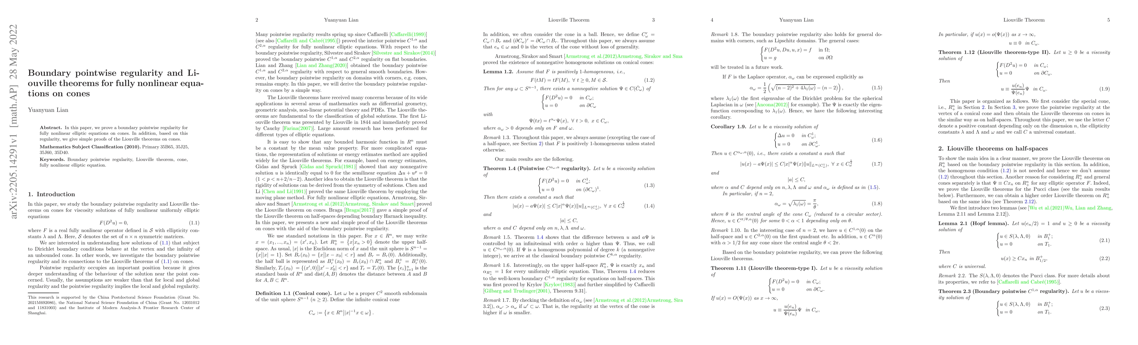 Thumbnail for Boundary pointwise regularity and Liouville theorems for fully nonlinear
  equations on cones