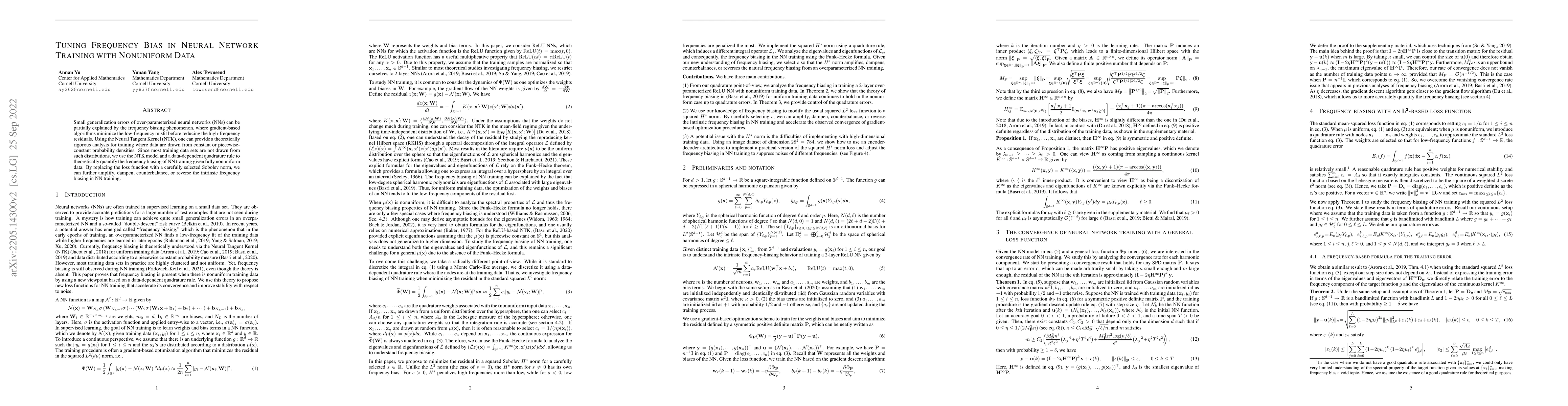 Thumbnail for Tuning Frequency Bias in Neural Network Training with Nonuniform Data