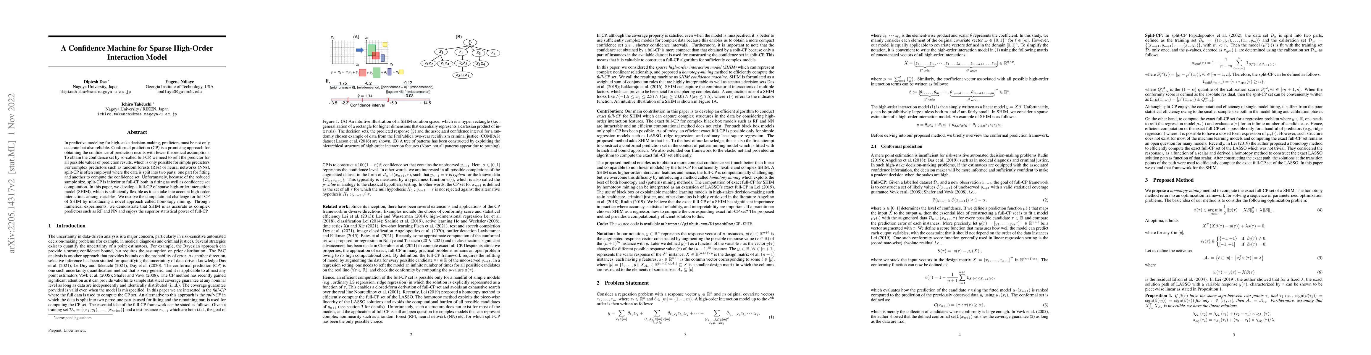 Thumbnail for A Confidence Machine for Sparse High-Order Interaction Model