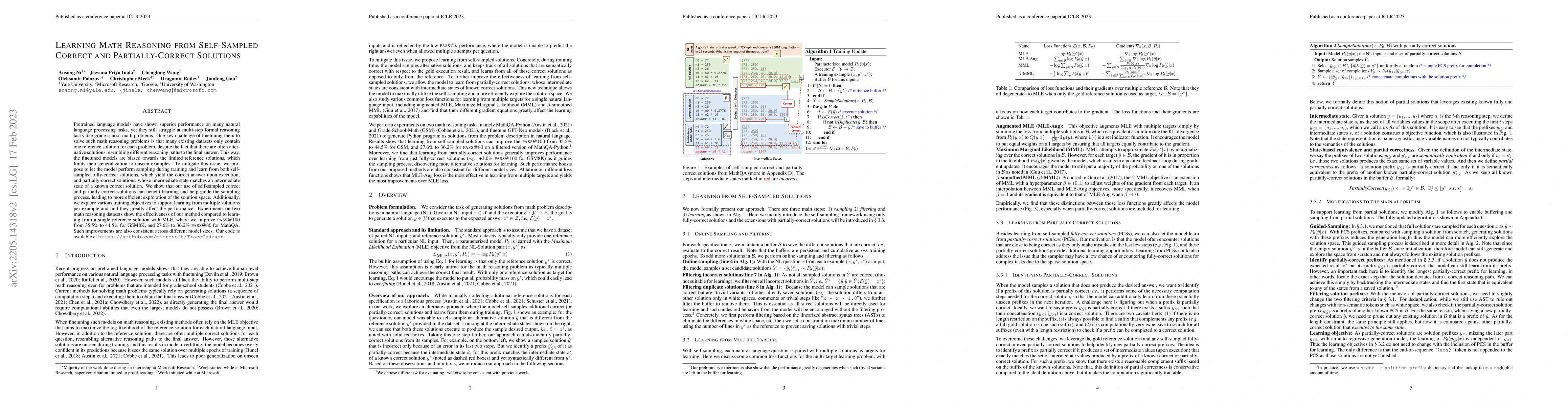 Thumbnail for Learning Math Reasoning from Self-Sampled Correct and Partially-Correct
  Solutions