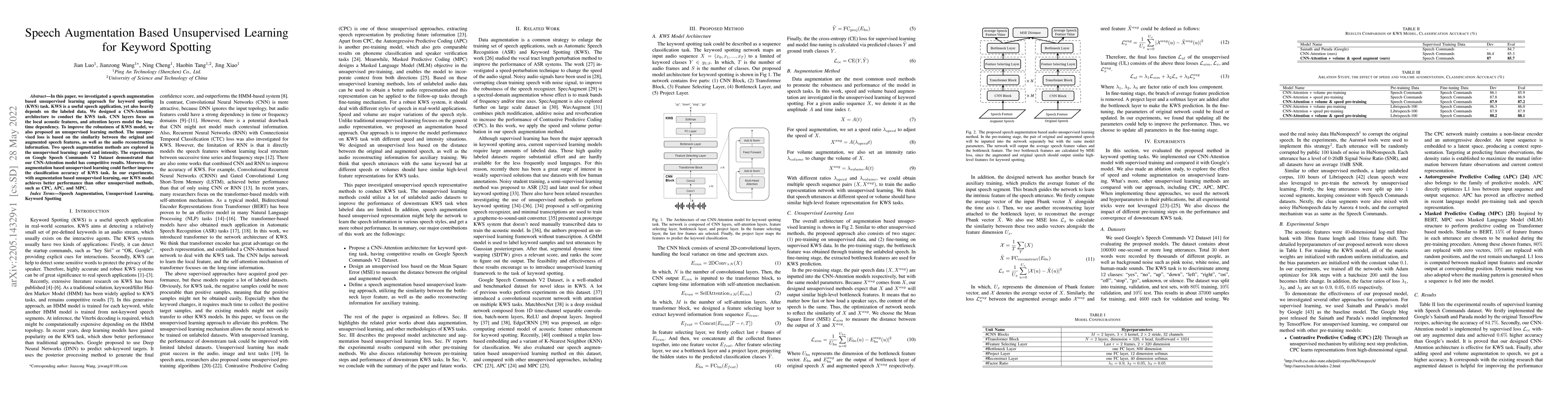 Thumbnail for Speech Augmentation Based Unsupervised Learning for Keyword Spotting