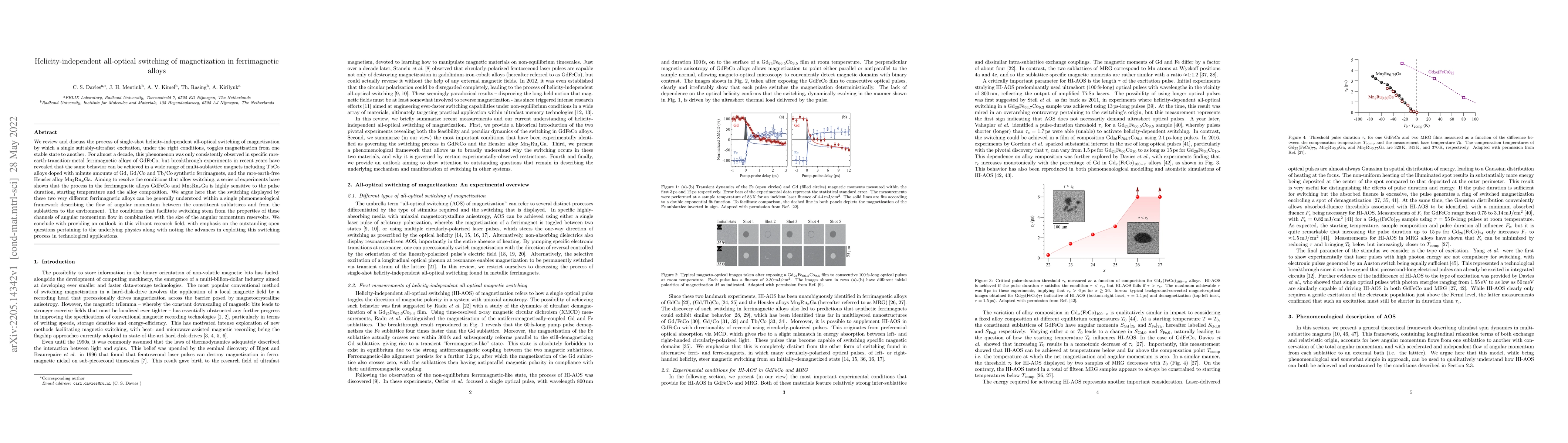Thumbnail for Helicity-independent all-optical switching of magnetization in
  ferrimagnetic alloys