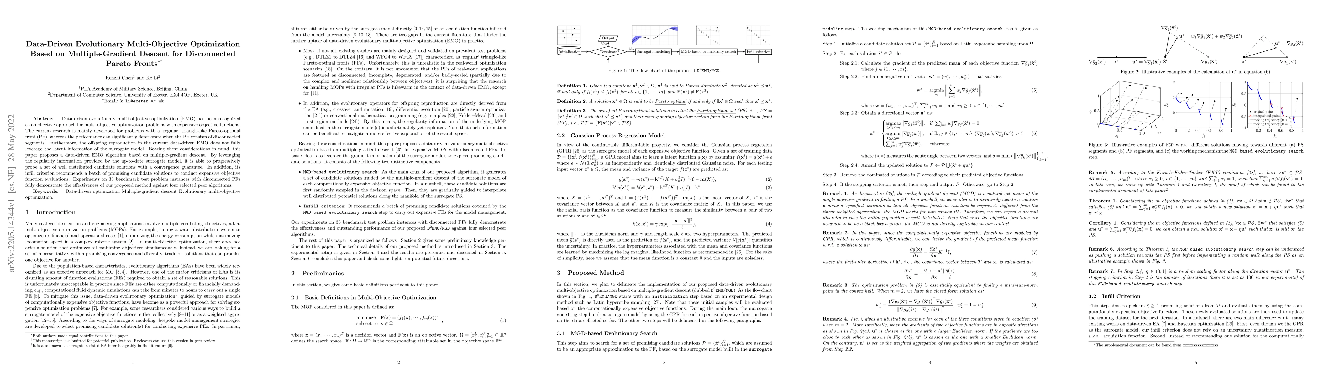 Thumbnail for Data-Driven Evolutionary Multi-Objective Optimization Based on
  Multiple-Gradient Descent for Disconnected Pareto Fronts