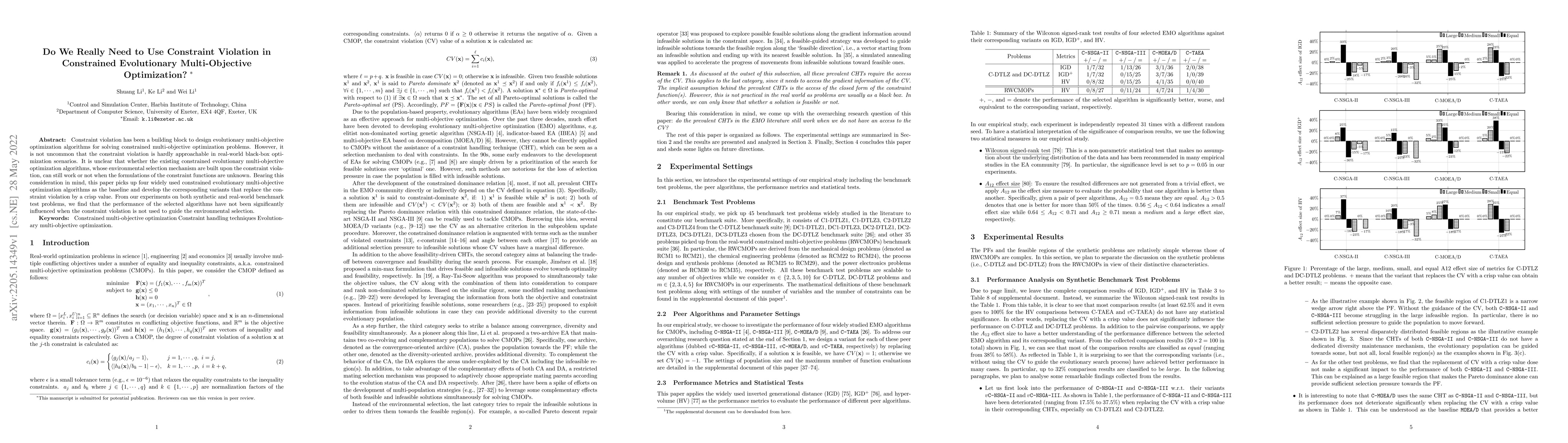 Thumbnail for Do We Really Need to Use Constraint Violation in Constrained
  Evolutionary Multi-Objective Optimization?
