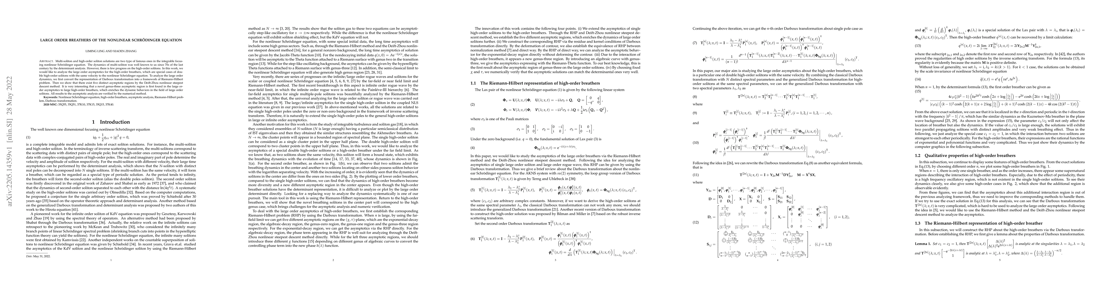 Thumbnail for Large order breathers of the nonlinear Schr\"odinger equation