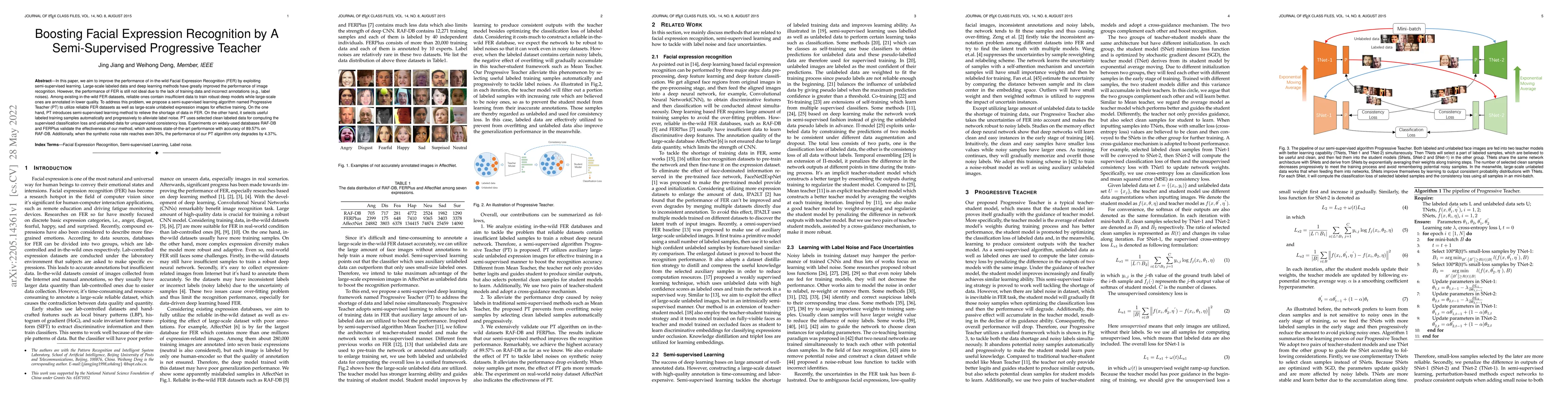 Thumbnail for Boosting Facial Expression Recognition by A Semi-Supervised Progressive
  Teacher