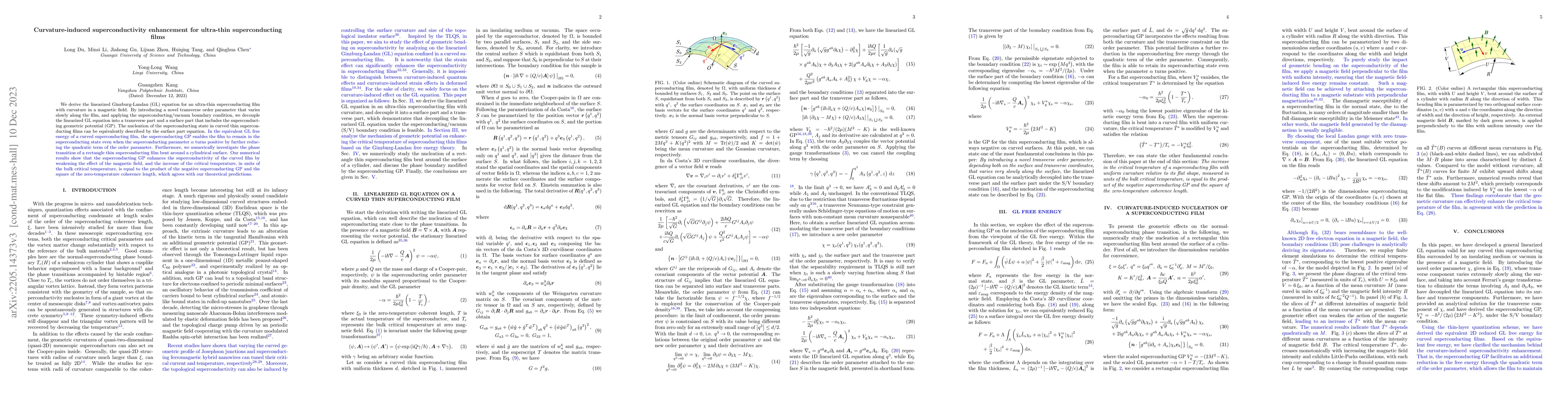 Thumbnail for Curvature-induced superconductivity enhancement for ultra-thin
  superconducting films