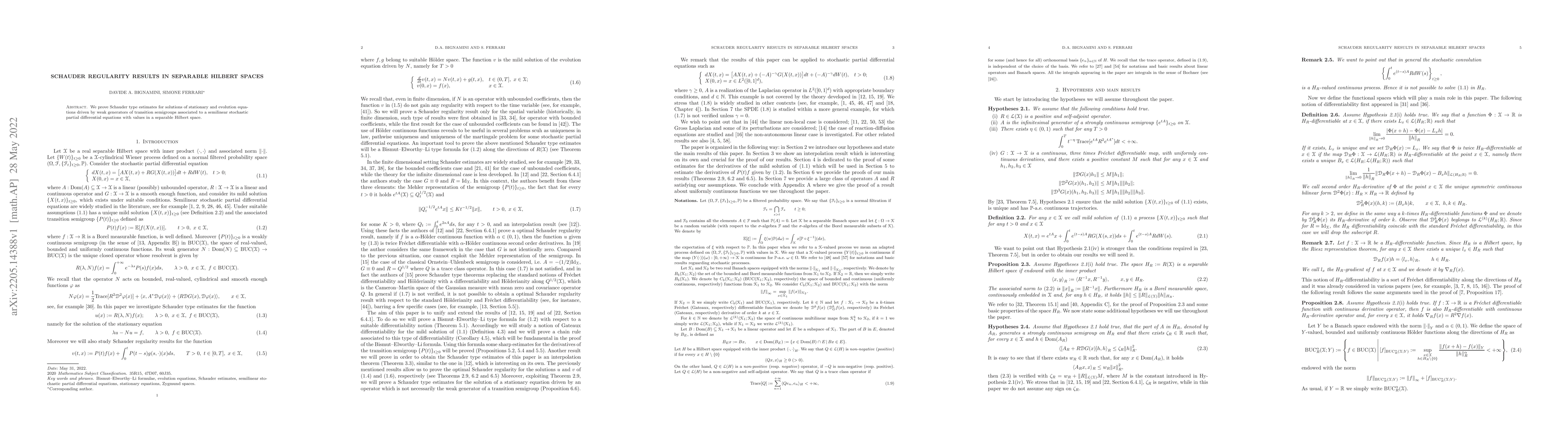 Thumbnail for Schauder regularity results in separable Hilbert spaces