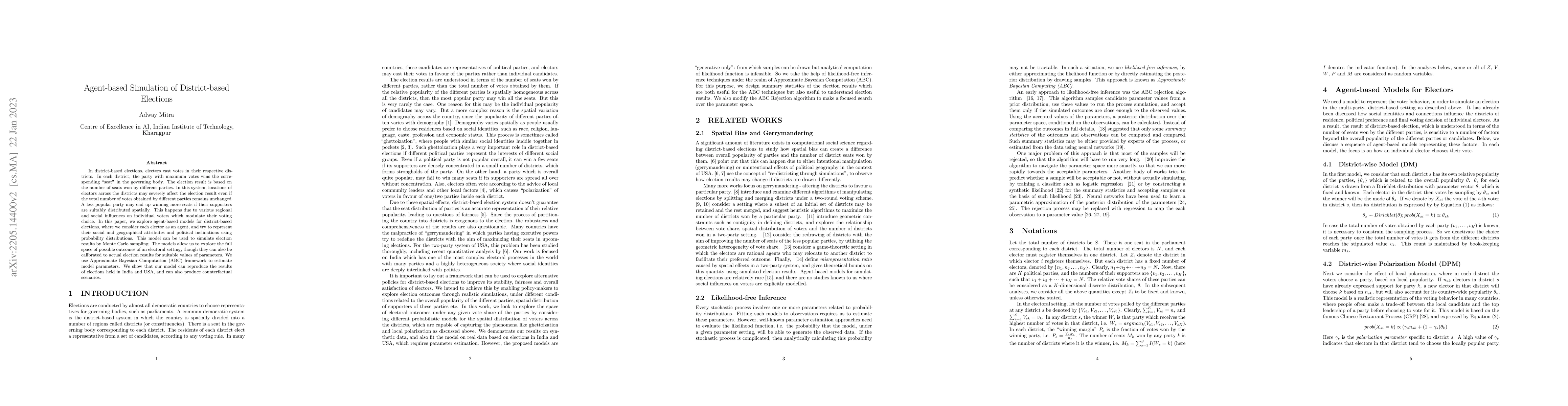 Thumbnail for Agent-based Simulation of District-based Elections