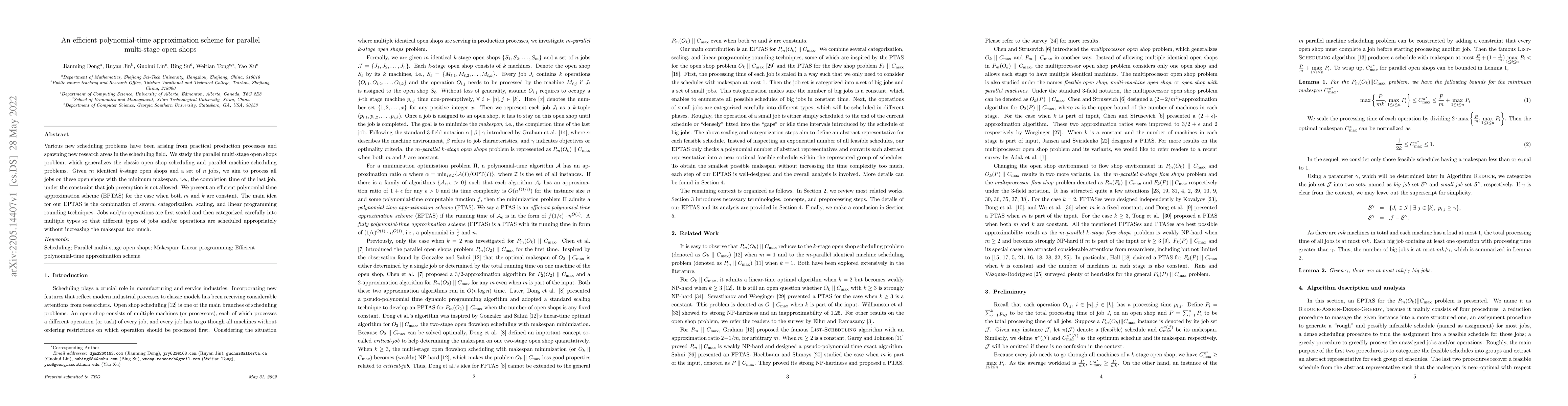 Thumbnail for An efficient polynomial-time approximation scheme for parallel
  multi-stage open shops