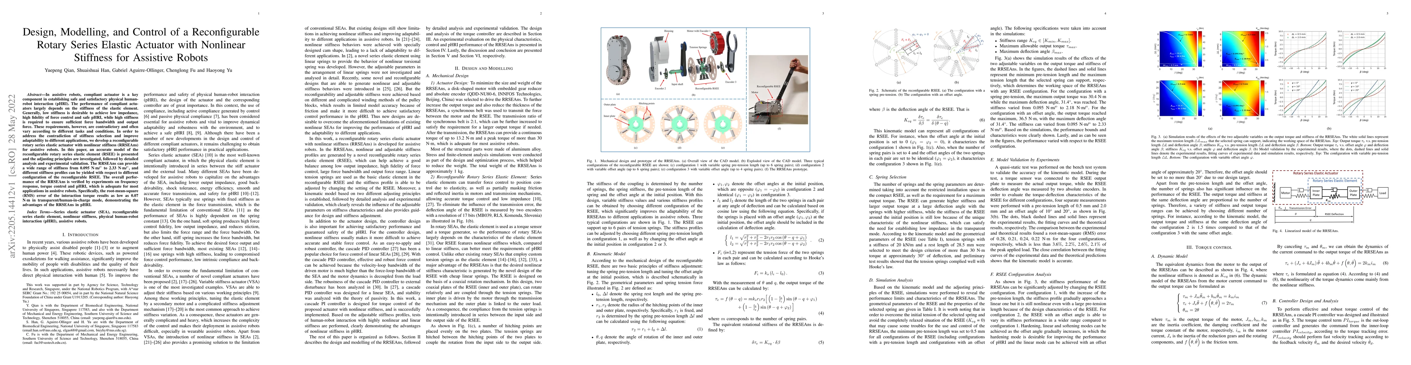 Thumbnail for Design, Modelling, and Control of a Reconfigurable Rotary Series Elastic
  Actuator with Nonlinear Stiffness for Assistive Robots