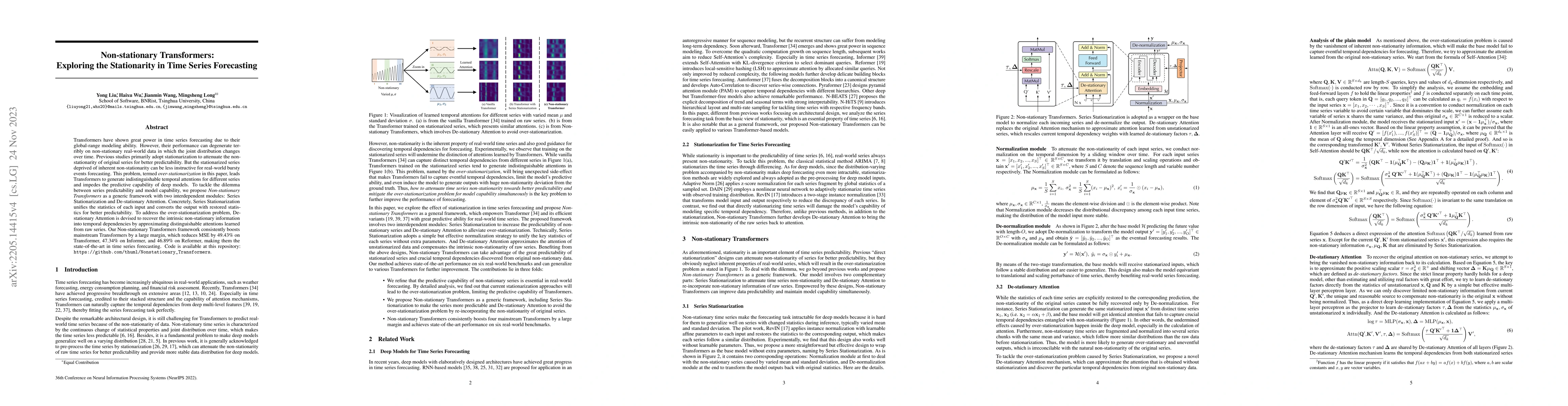 Thumbnail for Non-stationary Transformers: Exploring the Stationarity in Time Series
  Forecasting