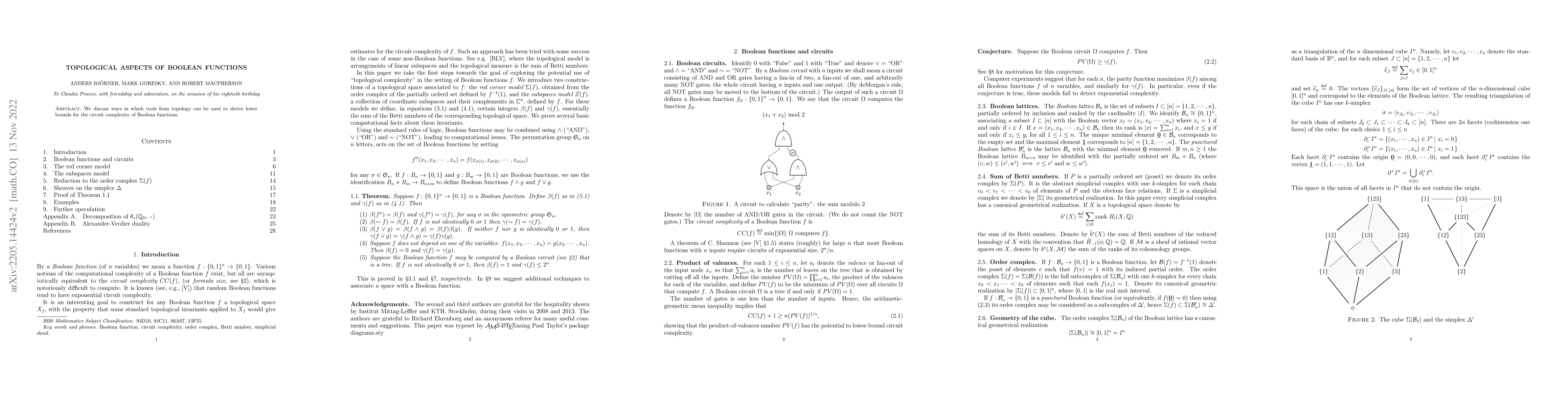 Thumbnail for Topological aspects of Boolean functions