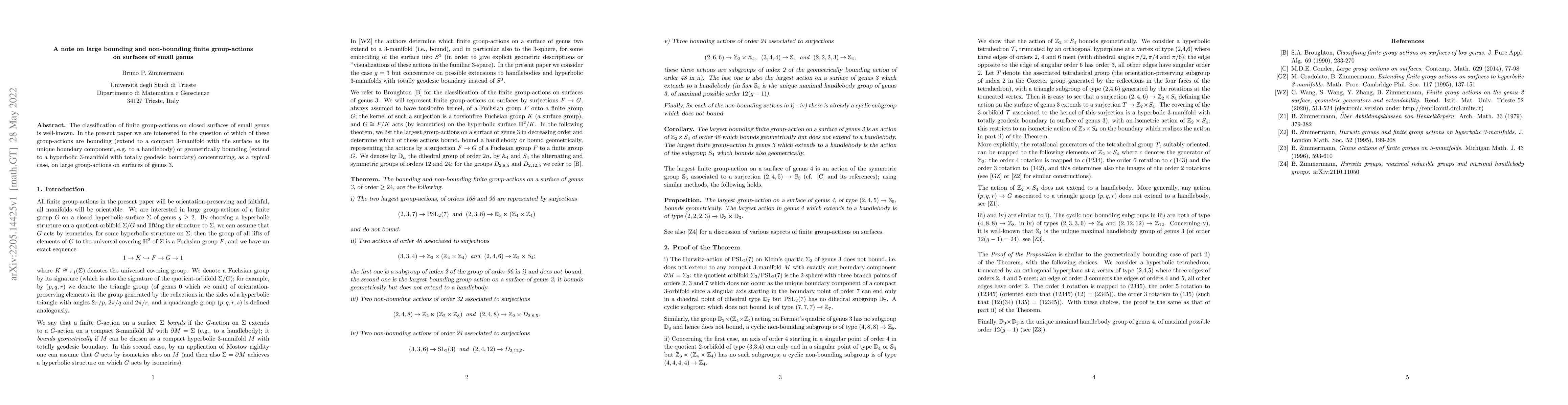 Thumbnail for A note on large bounding and non-bounding finite group-actions on
  surfaces of small genus