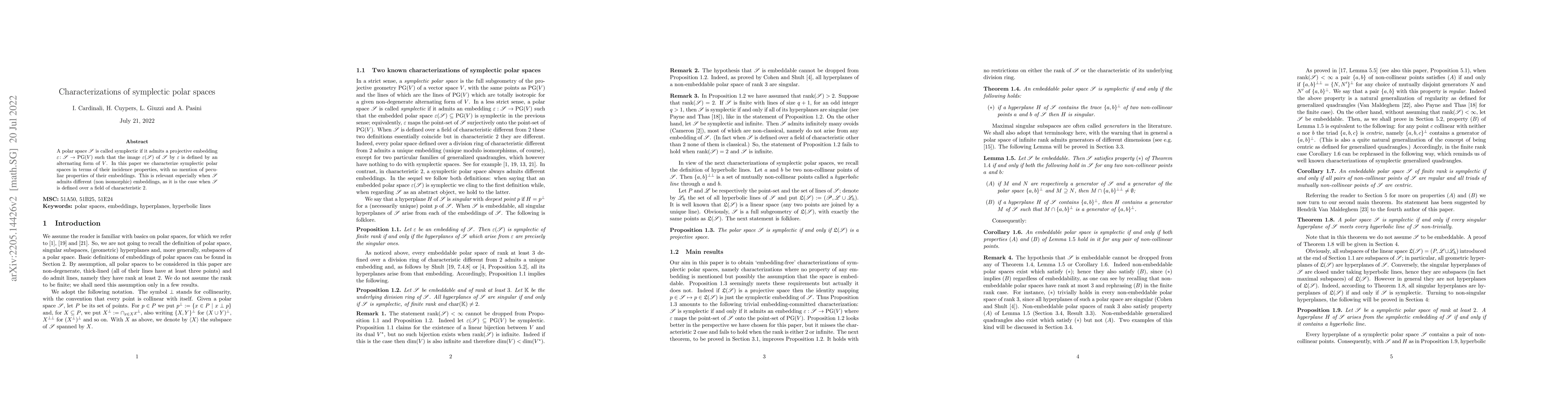 Thumbnail for Characterizations of symplectic polar spaces