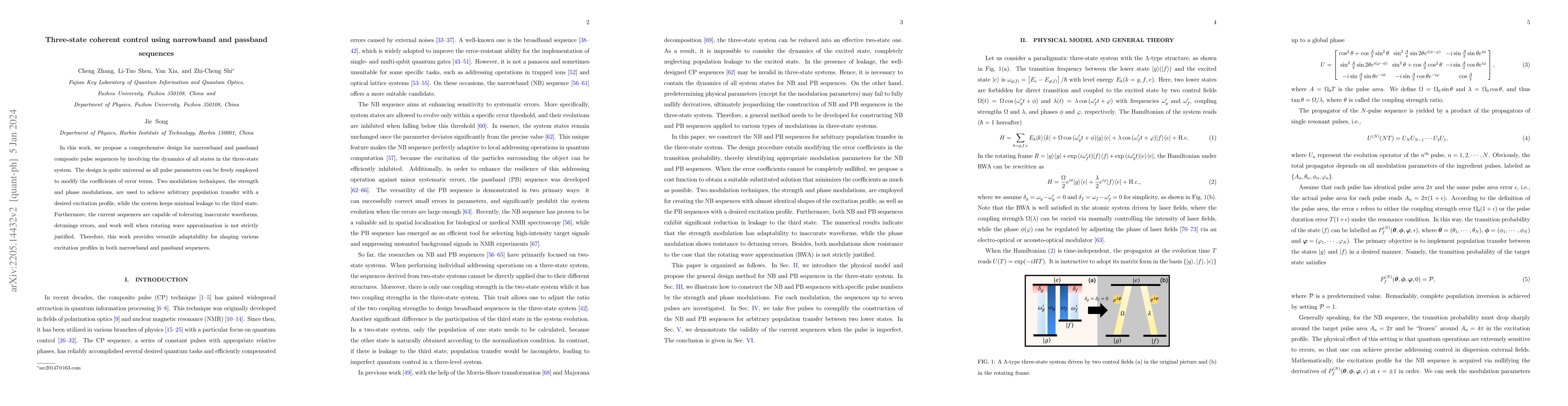 Thumbnail for Three-state coherent control using narrowband and passband sequences