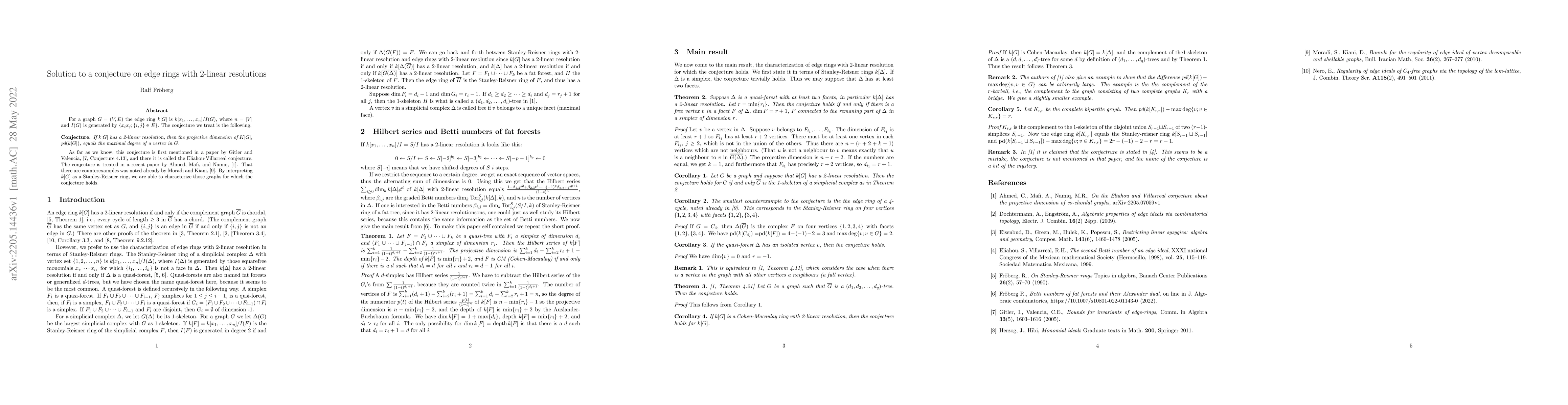 Thumbnail for Solution to a conjecture on edge rings with 2-linear resolutions