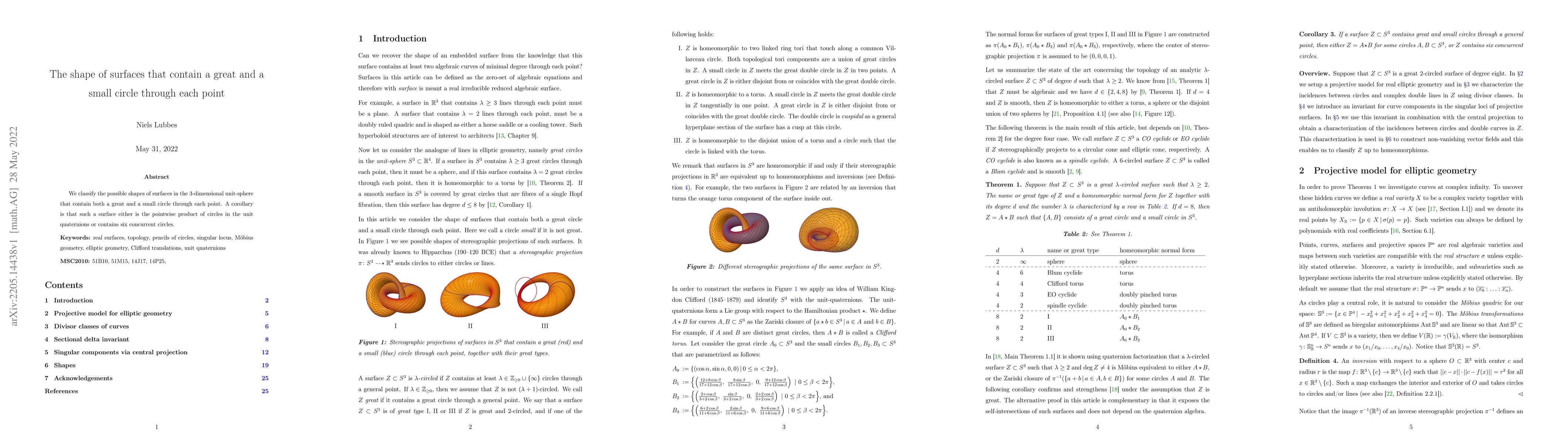 Thumbnail for The shape of surfaces that contain a great and a small circle through
  each point