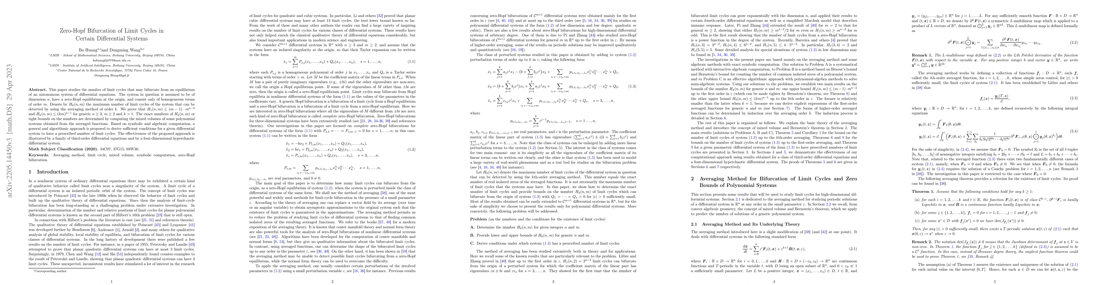 Thumbnail for Zero-Hopf Bifurcation of Limit Cycles in Certain Differential Systems