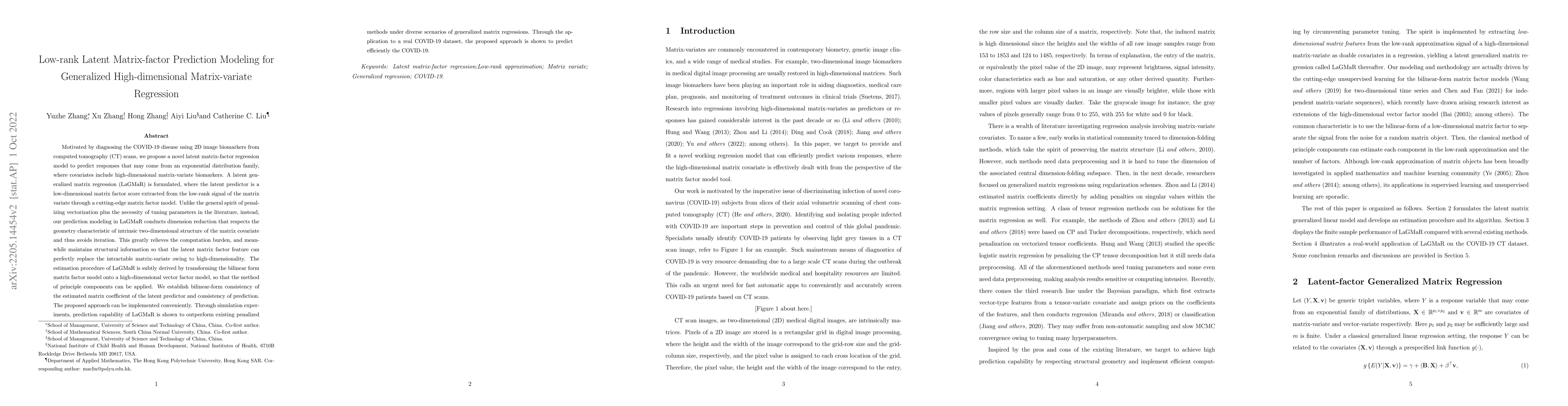 Thumbnail for Low-rank Latent Matrix-factor Prediction Modeling for Generalized
  High-dimensional Matrix-variate Regression