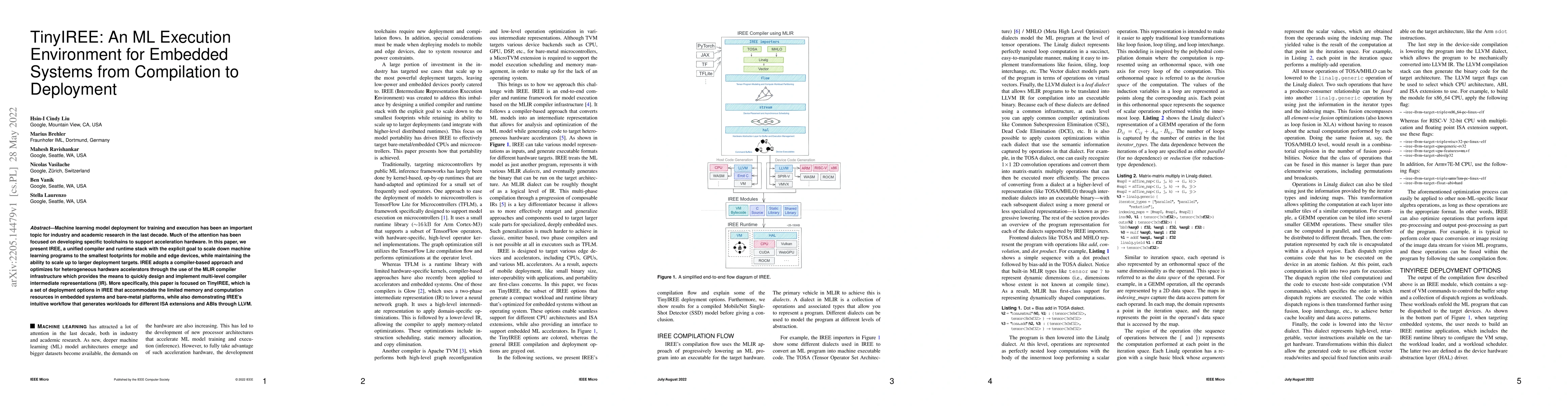Thumbnail for TinyIREE: An ML Execution Environment for Embedded Systems from
  Compilation to Deployment