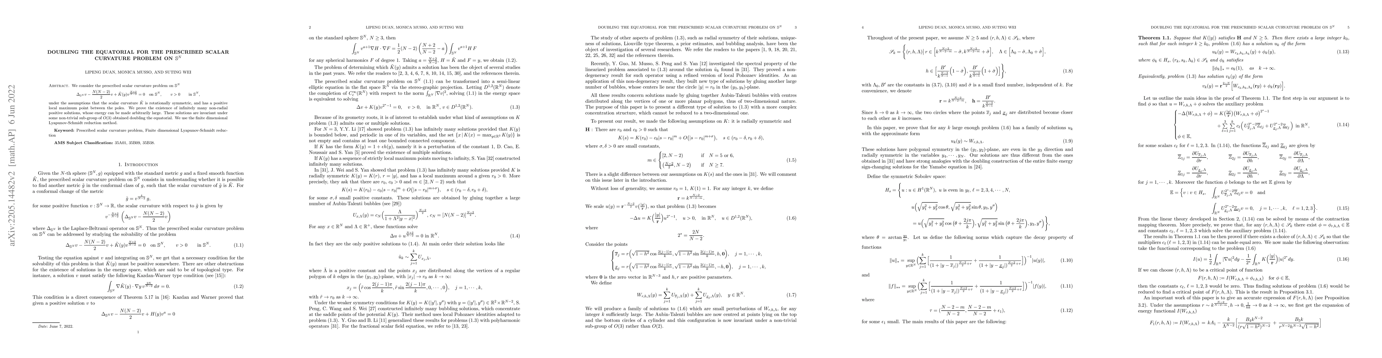 Thumbnail for Doubling the equatorial for the prescribed scalar curvature problem on
  ${\mathbb{S}}^N$