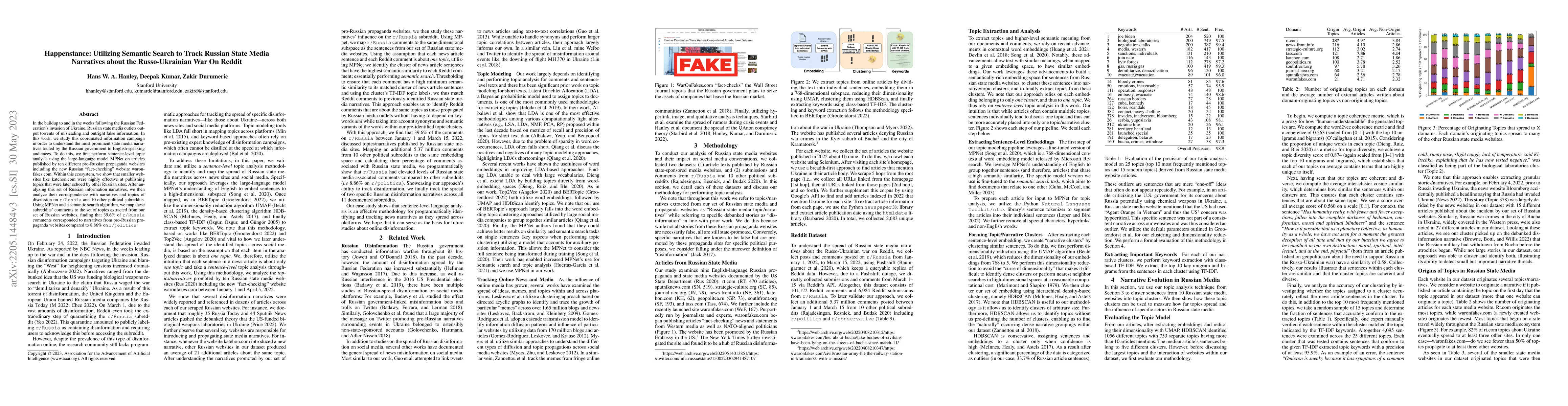 Thumbnail for Happenstance: Utilizing Semantic Search to Track Russian State Media
  Narratives about the Russo-Ukrainian War On Reddit