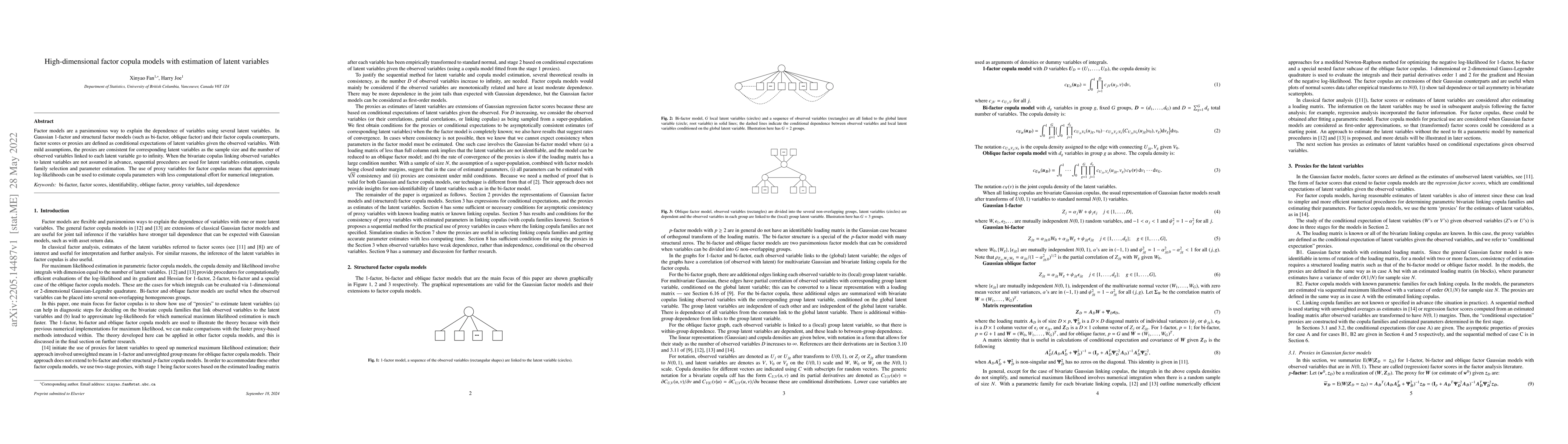 Thumbnail for High-dimensional factor copula models with estimation of latent
  variables