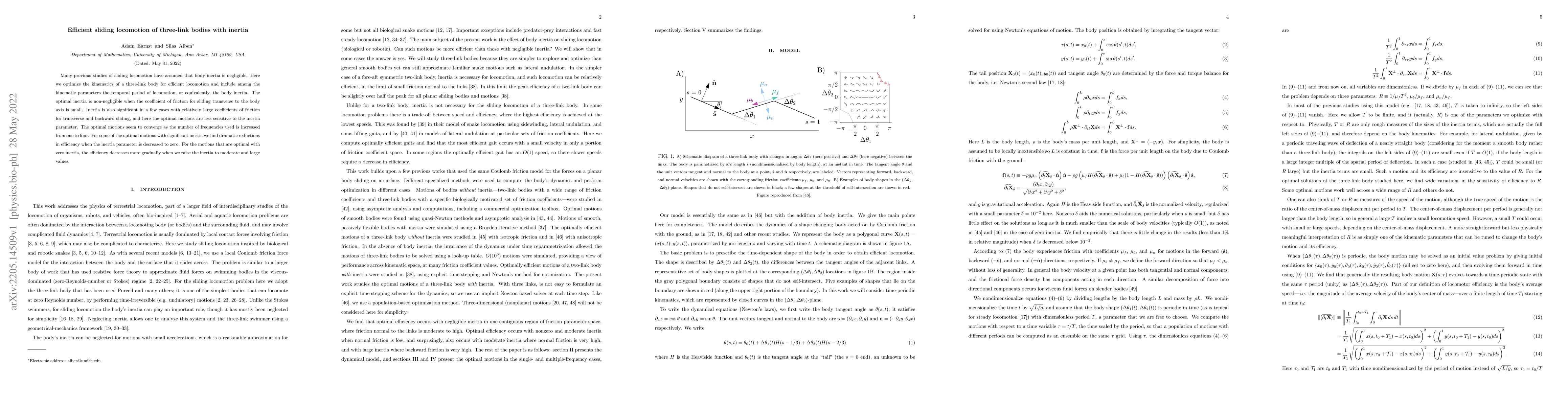 Thumbnail for Efficient sliding locomotion of three-link bodies with inertia
