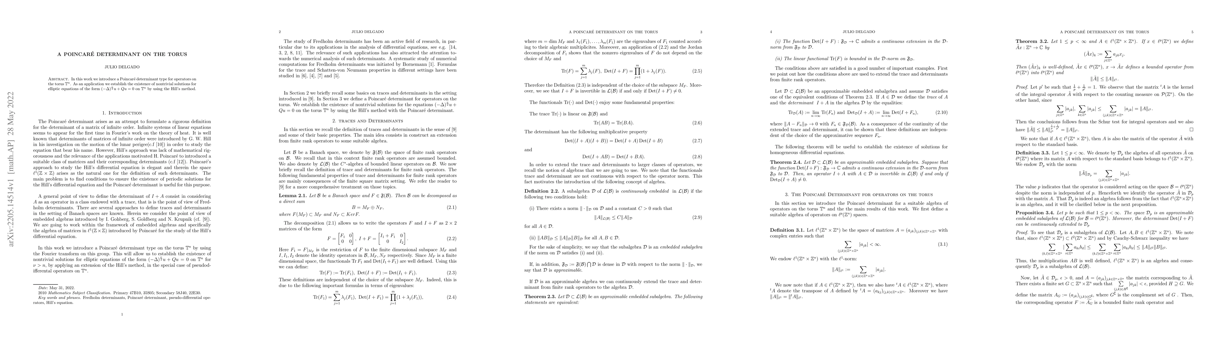 Thumbnail for A Poincar\'e determinant on the torus