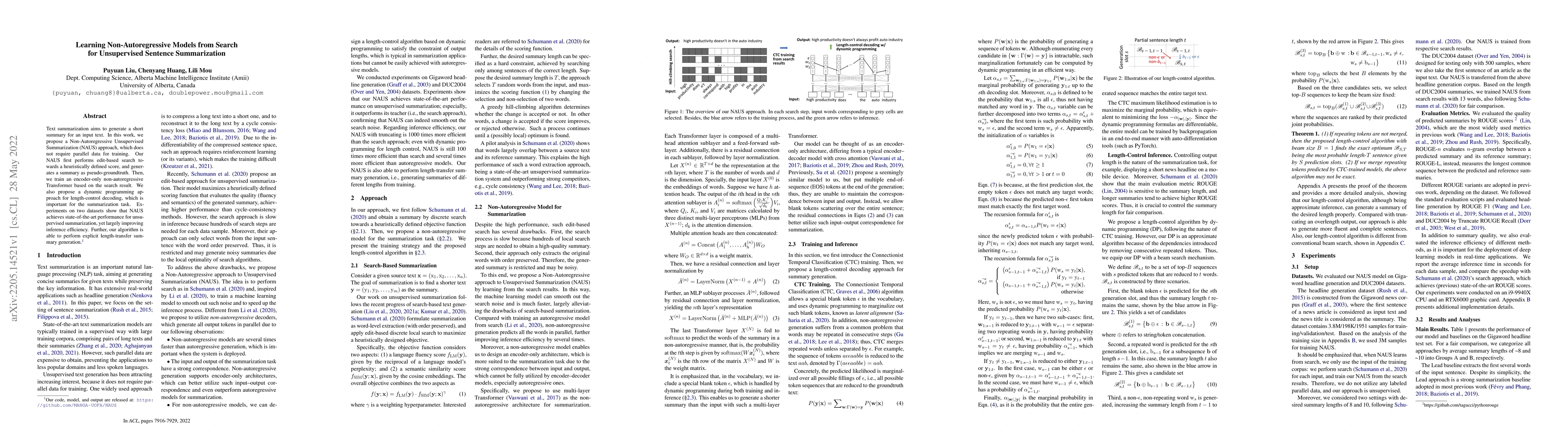 Thumbnail for Learning Non-Autoregressive Models from Search for Unsupervised Sentence
  Summarization
