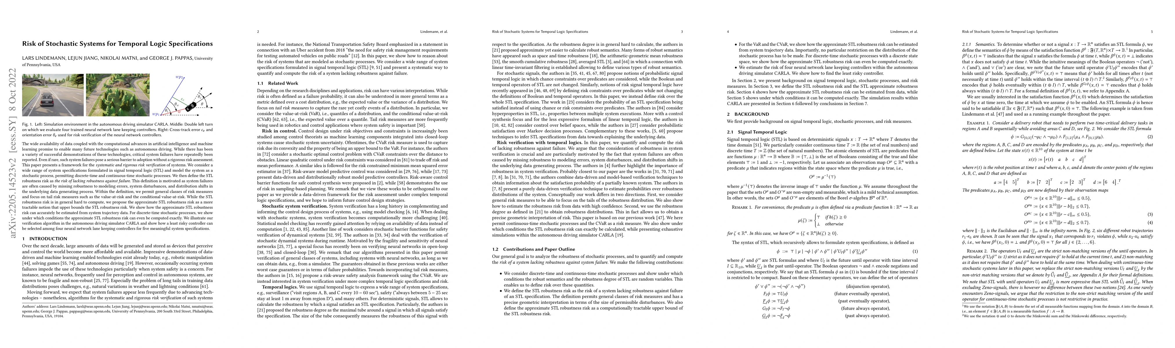 Thumbnail for Risk of Stochastic Systems for Temporal Logic Specifications