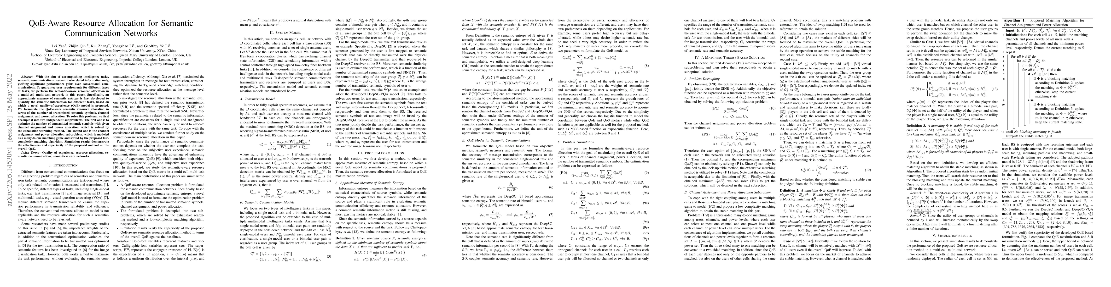 Thumbnail for QoE-Aware Resource Allocation for Semantic Communication Networks