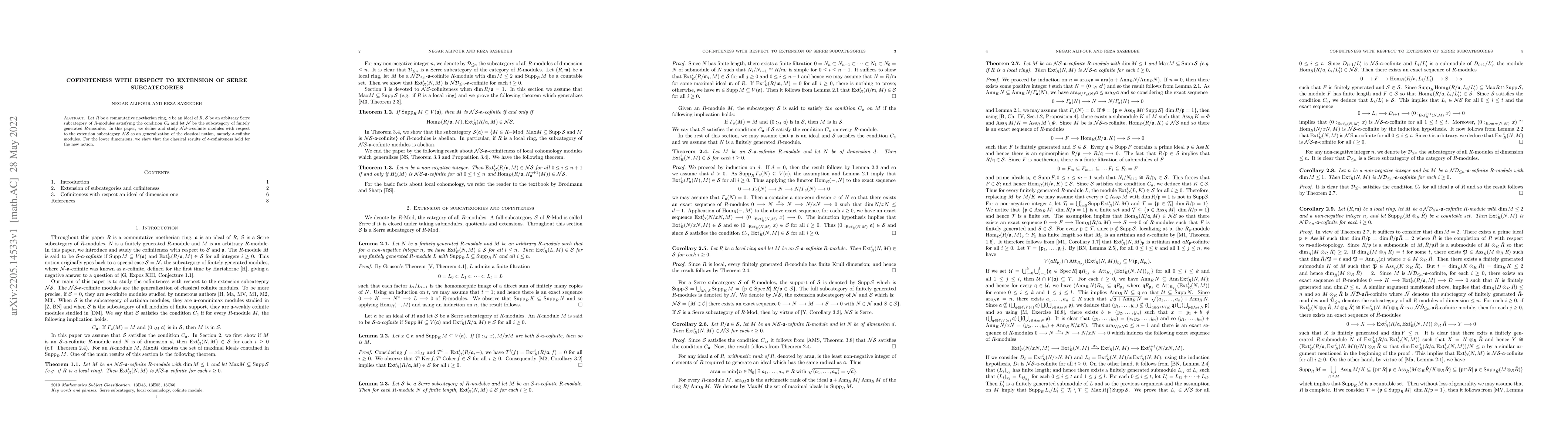 Thumbnail for Cofiniteness with respect to extension of Serre subcategories