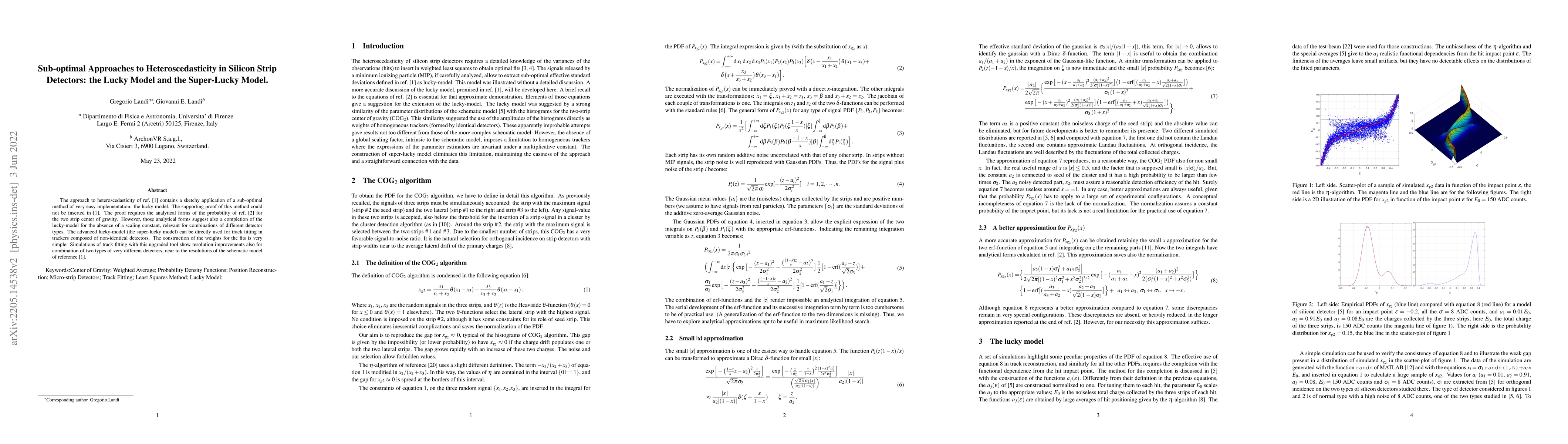 Thumbnail for Sub-optimal Approaches to Heteroscedasticity in Silicon Strip Detectors:
  the Lucky Model and the Super-Lucky Model