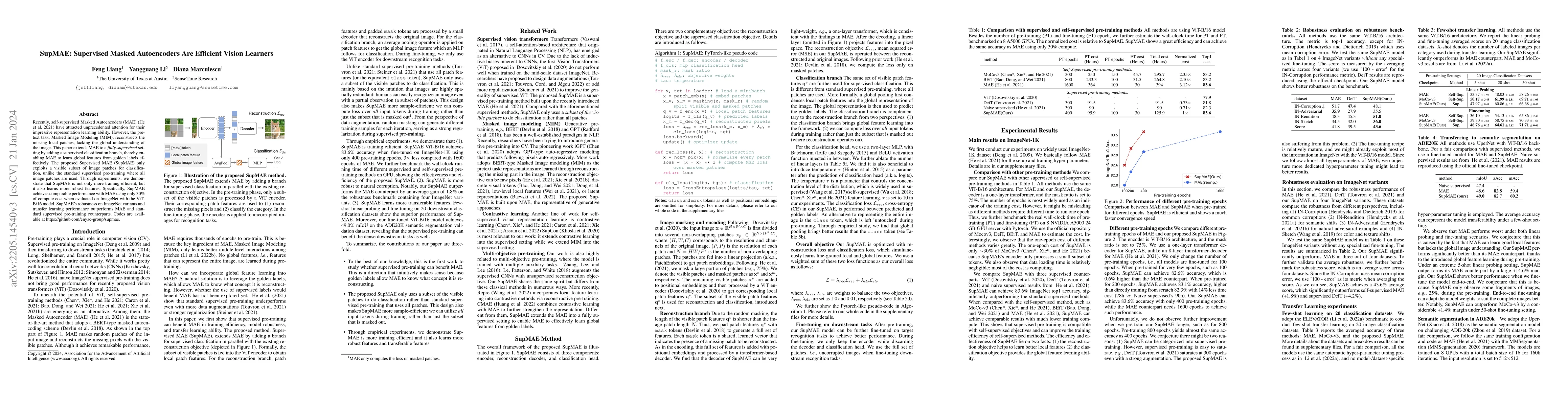 Thumbnail for SupMAE: Supervised Masked Autoencoders Are Efficient Vision Learners