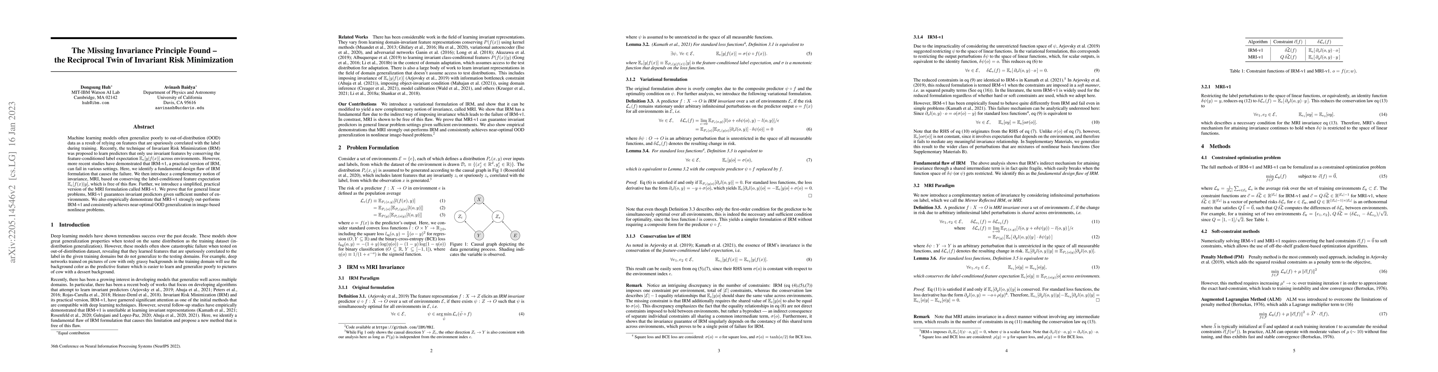 Thumbnail for The Missing Invariance Principle Found -- the Reciprocal Twin of
  Invariant Risk Minimization