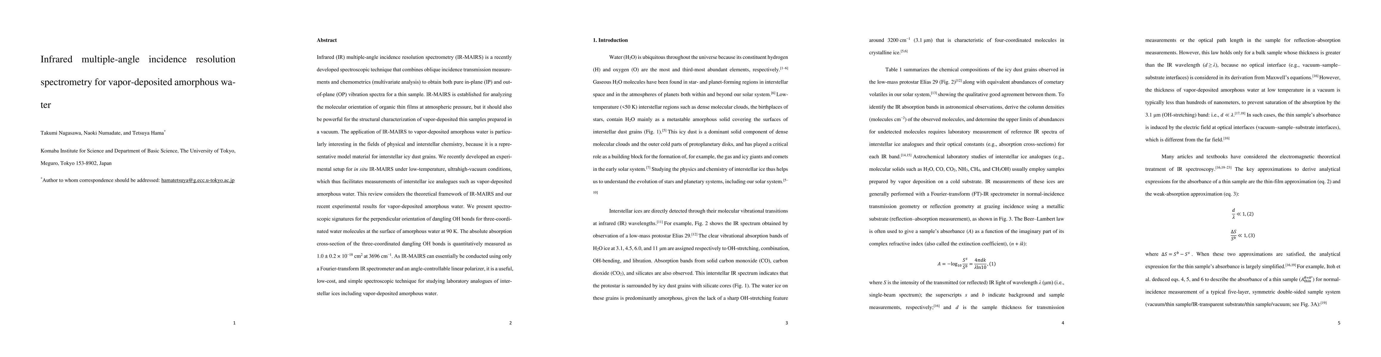 Thumbnail for Infrared multiple-angle incidence resolution spectrometry for
  vapor-deposited amorphous water