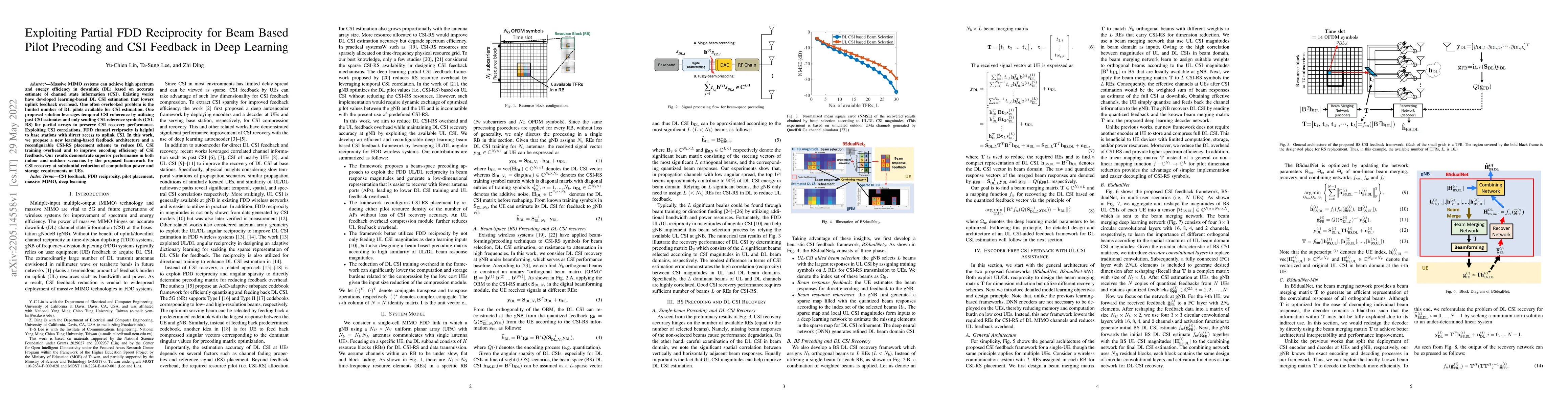 Thumbnail for Exploiting Partial FDD Reciprocity for Beam Based Pilot Precoding and
  CSI Feedback in Deep Learning