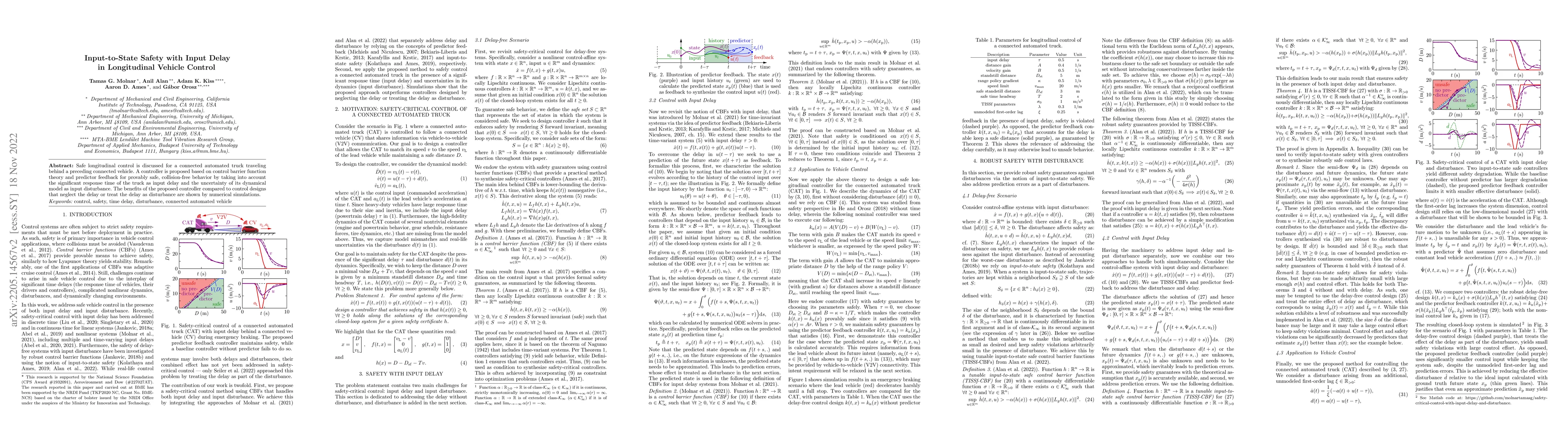 Thumbnail for Input-to-State Safety with Input Delay in Longitudinal Vehicle Control